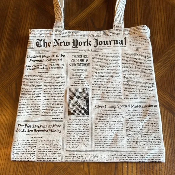 Kate Spade Canvas NY Newspaper Print Tote Bag - Picture 2 of 9